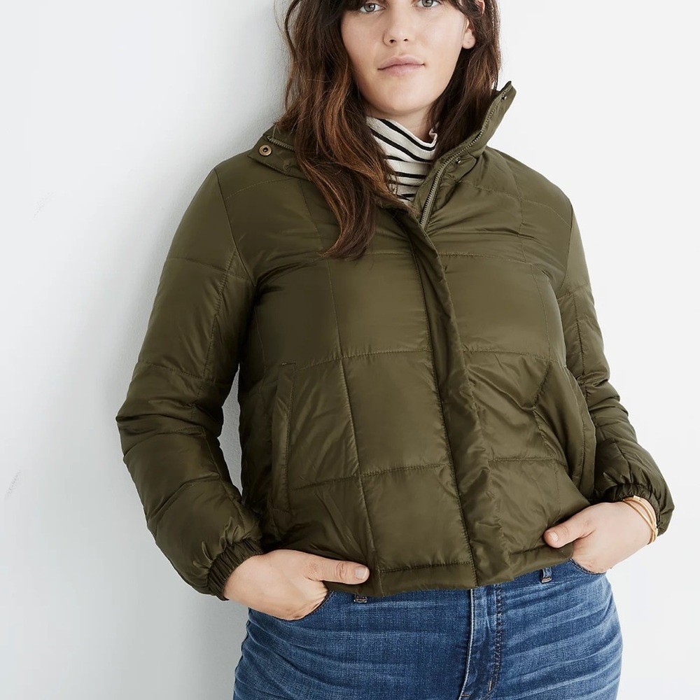 Madewell packable puffer jacket in green
